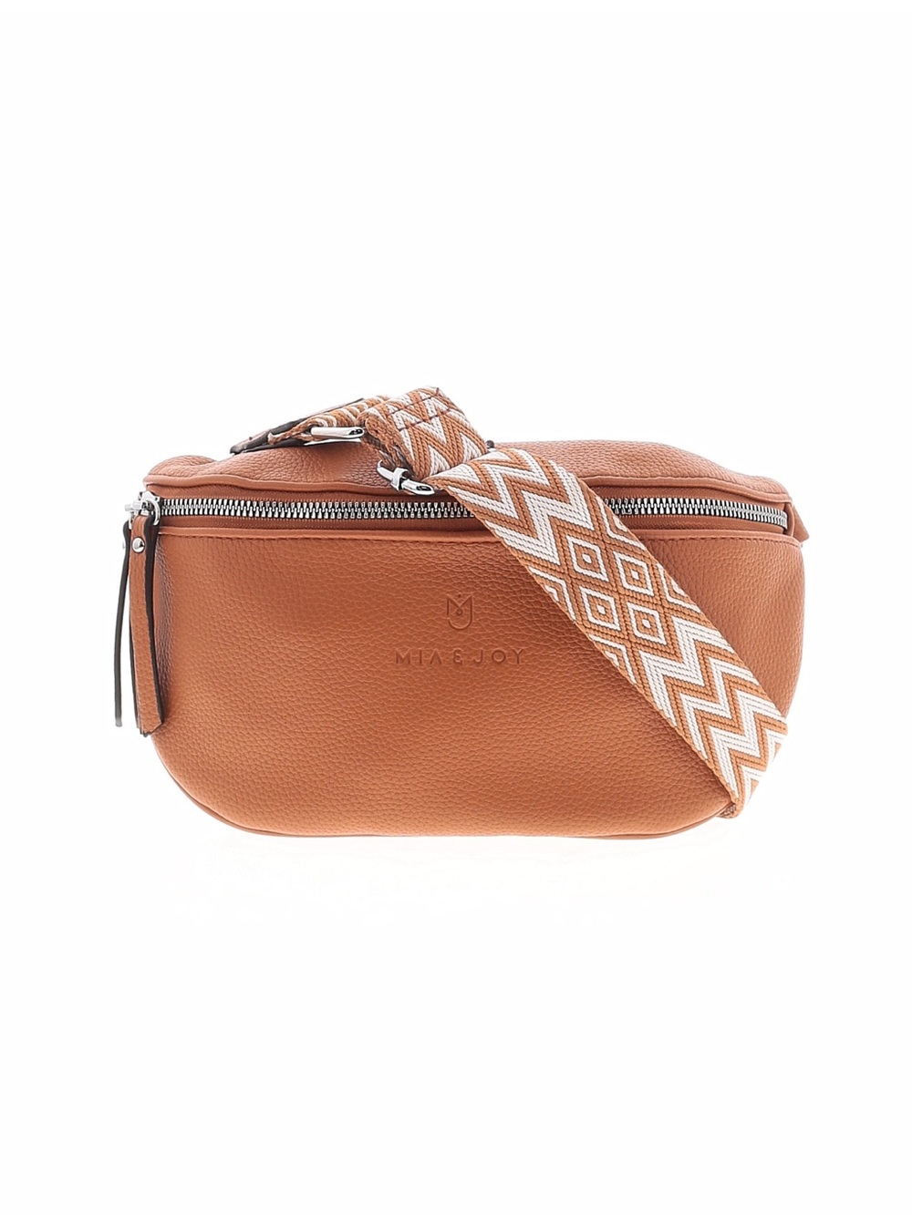 Brown Crossbody with Patterned Strap
